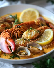 Gourmet Seafood Platter with Lobster and Clams