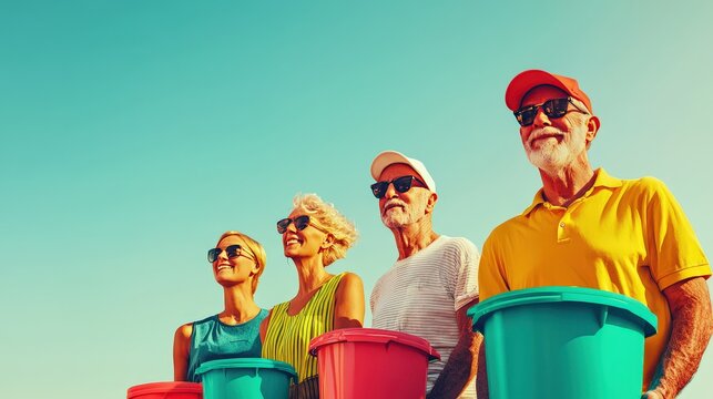 Diverse group of people participating in a community recycling program - Powered by Adobe