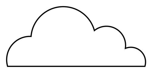 Black outlined cloud on white background. Ideal for weather, simplicity, minimalism, children s art, graphic design. Clean and modern style.