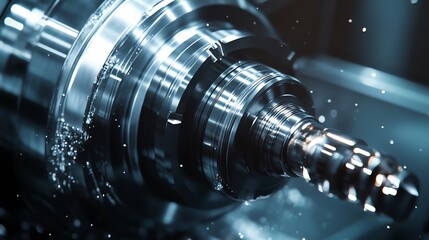 Close-up of a Shiny Metal Gear Rotating with Sparks Flying