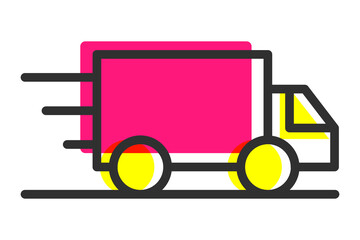 Delivery truck icon png sticker, line art graphic, transparent background