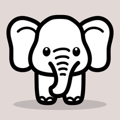 Cute cartoon elephant line icon vector