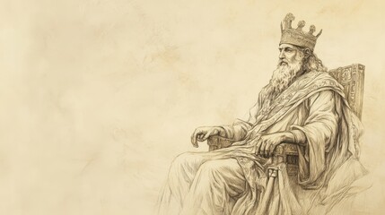 Fototapeta premium Biblical Scene of Amaziah and Jeroboam II’s Reigns: Jeroboam II Inherits a Troubled Kingdom, Beige Background