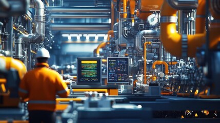 Fototapeta premium A high-tech offshore drilling operation in full daylight