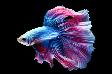 Fototapeta premium beautiful betta fish swimming on black background