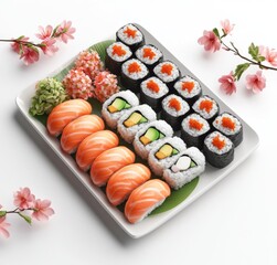 3D isometric rendering of a sushi platter