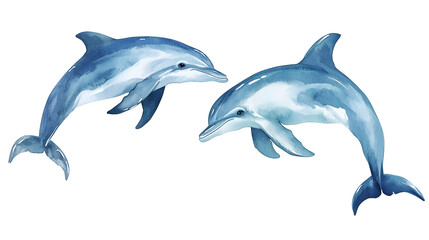 Playful dolphins collection illustration isolated on white