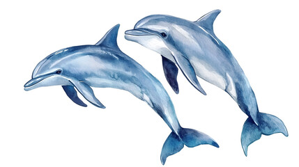 Fototapeta premium Playful dolphins collection illustration isolated on white