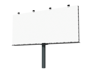 3D billboard sign png, blank advertisement on transparent background