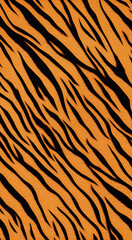 Fototapeta premium A bold illustration of tiger fur in an extreme close-up shot, capturing the vibrant orange and black stripes, perfect for seamless pattern design