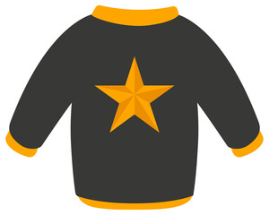 Flat vector illustration of sweater with star isolated on white background.