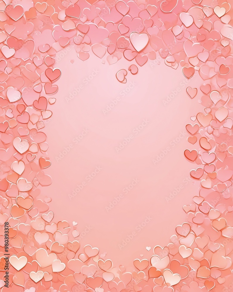 Wall mural Subtle hearts design with gradient of light pink to peach