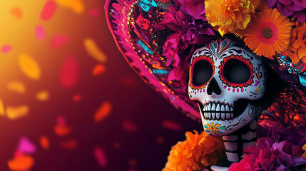 Gradient dia de muertos celebration background