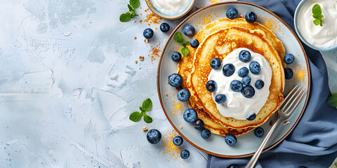 Blueberry Pancakes with Whipped Cream