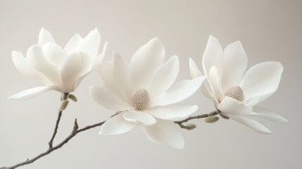 White Magnolia Blossoms in Delicate Elegance