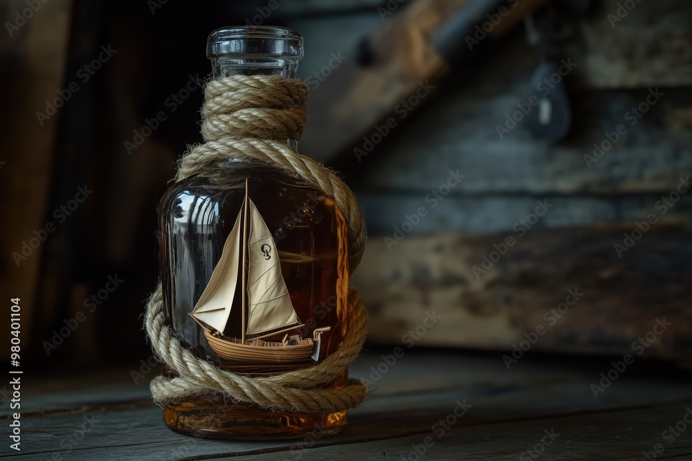 Wall mural a sailboat inside a transparent bottle