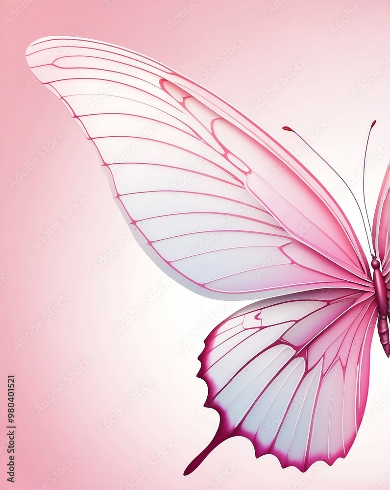 Poster Abstract butterfly wings with gradient of soft pink to white