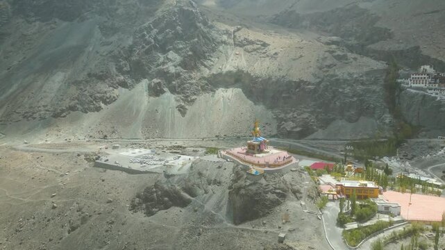 Aerial view of Leh Ladakh, Pangong Tso Lake, Maitreya Buddha, Diskit Monastery in Nubra Valley, Sand Dunes Nubra Valley,