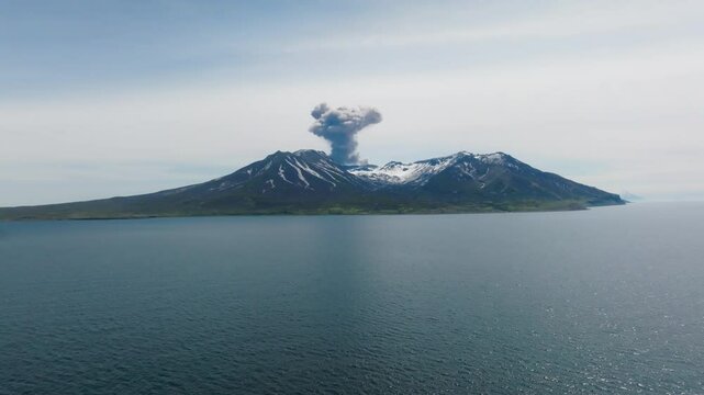 Volcanic eruption on Paramushir island
