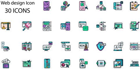 Set of Web design icons. Line art style icons bundle. vector illustration