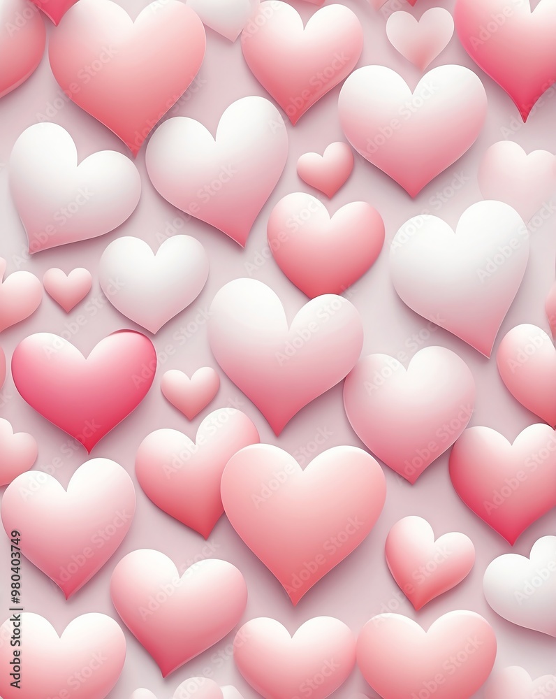 Sticker Abstract hearts with gradient from blush pink to white