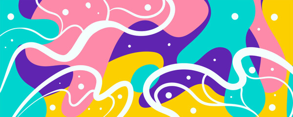 Grioovy psychedelic wave background for banner design. Retro 60s 70s psychedelic pattern background with copy space for text, for banner, greeting card, poster and advertising