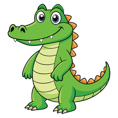Fototapeta premium Vector illustration of a green crocodile smiley face isolated on white background