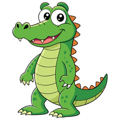 Fototapeta premium Vector illustration of a green crocodile smiley face isolated on white background