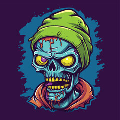 Zombie Illustration with Beanie and Scarf
