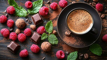 Coffee  Chocolate  Raspberries and Mint   A Delicious Treat