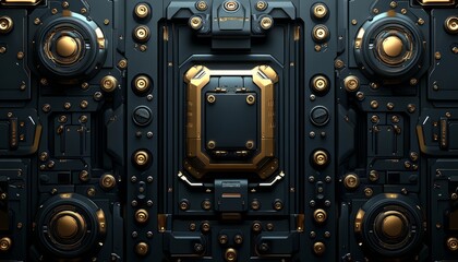 Abstract Futuristic Tech Panel with Gold Accents