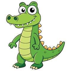 Fototapeta premium Vector illustration of a green crocodile smiley face isolated on white background