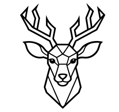 recommend clip art: Trendy reindeer monochrome geometric abstract polygonal deer head vector illustration. Geometric linear portrait art of a deer's head.