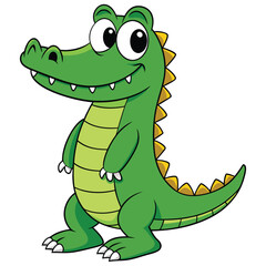 Vector illustration of a green crocodile smiley face isolated on white background