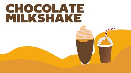 delicious chocolate milkshake on yellow background