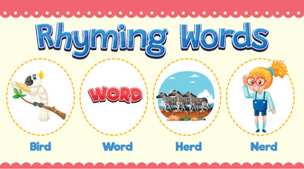 Rhyming Words Educational Illustration