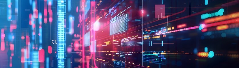 Obraz premium Dynamic Virtual Marketing Workspace with Vibrant Analytics and Campaign Management