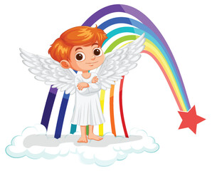 Angel with Rainbow and Star