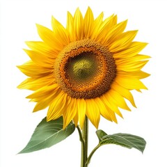Obraz premium A vibrant sunflower showcasing its bright yellow petals and intricate seed pattern, embodying summer's beauty and warmth.