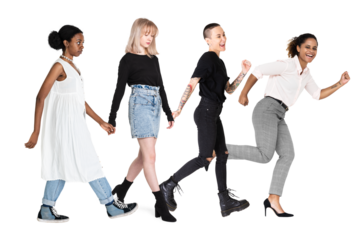 Running women png sticker, transparent background