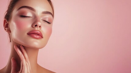 Fototapeta premium beautiful female face posing gracefully, portrait, skincare