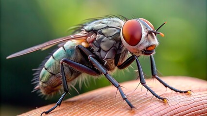The fly's eyes shine with excitement as it eagerly prepares to indulge in a sugary feast, rubbing its