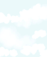 Pastel Soft Sky and Cloud Landscape Illustration