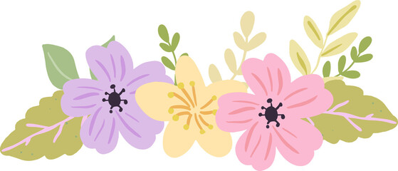 Cute pastel floral bouquet arrangements illustration