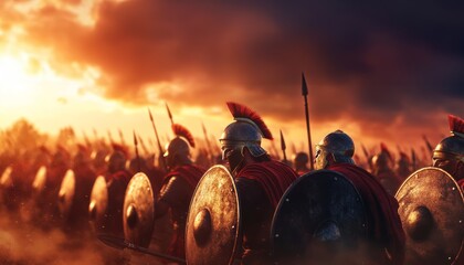 Spartan Warriors in Tight Phalanx, Forming Impenetrable Wall