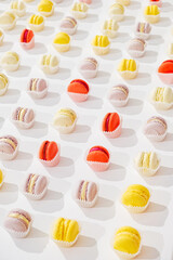 Macarons design on white background top view space