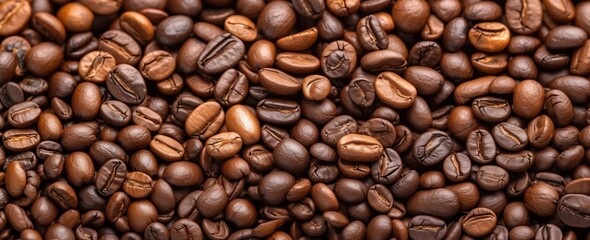 Fototapeta premium Close-up of roasted coffee beans for café decoration or prints