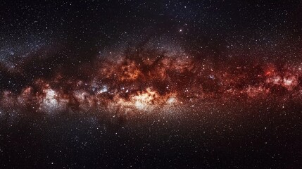 Obraz premium Panorama of the Milky Way galaxy visible. Stars, nebula and stardust in a beautiful night sky