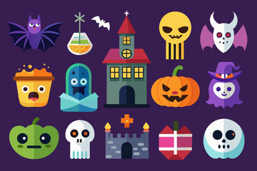 Vector illustration of Halloween icon set