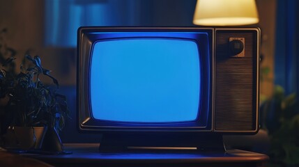 Retro Television with Blue Screen
